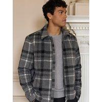 Threadbare Mens Orta Check Zip-Through Quilted Jacket - Black/Grey Check