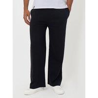 Threadbare Mens Wide Leg Fleece Elasticated Waist Baldwin Joggers - Black