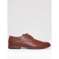 Threadbare Mens Derby Lace Up Faux Leather Shoes - Brown
