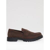 Threadbare Mens Faux Suede Slip-On Metal Trim Loafers - Brown
