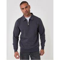 Threadbare Mens Quarter Zip Polo Collar Sweatshirt - Cream