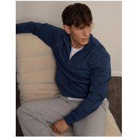 Threadbare Cotton Rich Quarter Zip Sweatshirt In Light Blue