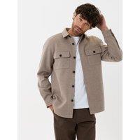 Threadbare Mens Faux Horn Buttons Chest Pocket Shacket - Beige