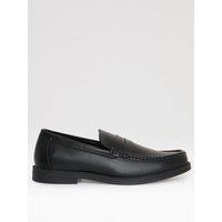 Threadbare Mens Faux Leather Slip On Penny Loafer - Black