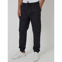 Threadbare Mens Prince Regular Fit Drawcord Cargo Trousers - Black