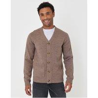 Threadbare Mens Wool Blend V-Neck Cardigan - Brown