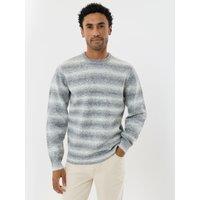Threadbare Soft Crew Neck Jumper In Grey & Ecru Stripe