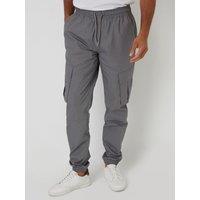 Threadbare Mens Prince Drawstring Waist Cargo Tapered Trousers - Grey