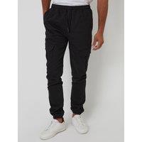 Threadbare Mens Garrix Slim Fit Cargo Cuffed Trousers - Black