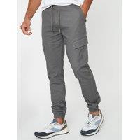 Threadbare Mens Garrix Slim Fit Cargo Trousers - Grey