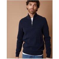 Threadbare Cotton Rich Quarter Zip Jumper In Navy