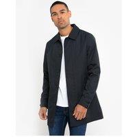 Threadbare Mens Showerproof Longline Collared Mac - Navy
