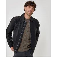 Threadbare Mens Faux Leather Collared Zip Through Jacket - Black
