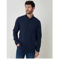 Threadbare Mens Oxford Button-Down Curved Hem Shirt - Navy
