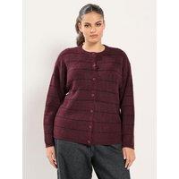 Yours Womens Curve Stripe Button-Through Cardigan - Red