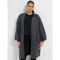 Yours Womens Curve Balloon Sleeve Midi Cardigan - Grey