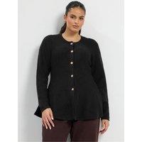 Yours Womens Curve Peplum Flash Yarn Cardigan - Black