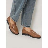 Yours Womens Snaffle Trim Slip-On Leather Loafers - Brown
