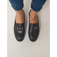 Yours Womens Snaffle Trim Leather Loafers - Black