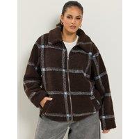 Yours Curve Heavy Zip Thru Borg Fleeve Jacket
