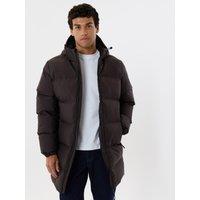 Threadbare Mens Solund Padded Longline Hooded Jacket - Brown