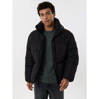 Threadbare Mens Padded High Collar Full-Zip Jacket - Black