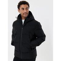 Threadbare Mens Padded Showerproof Hooded Jacket - Black