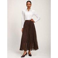 Jolie Moi Womens Crinkle Mesh Pleated Elasticated Maxi Skirt - Brown
