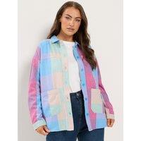 Yours Womens Curve Checked Shacket - Pink