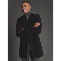 Threadbare Mens Espino Faux Wool Button Through Jacket - Black