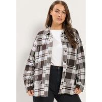Yours Womens Curve Checked Shacket - Brown