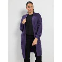 Yours Womens Curve Fine Gauge Longline Open Front Cardigan - Purple