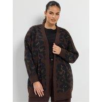 Yours Womens Curve Leopard Cardigan - Brown
