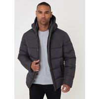 Threadbare Mens Padded Hooded High Neck Jacket - Grey