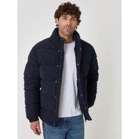 Threadbare Mens Corduroy Padded Funnel Neck Jacket - Navy