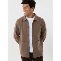 Threadbare Mens Button-Through Patch Pocket Shacket - Mushroom Brown
