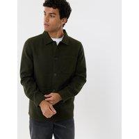 Threadbare Long Sleeve Button Up Shacket In Forest Green