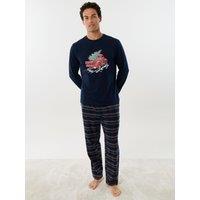 Threadbare Mens Xmas Lw Truck Pj Set - Navy / Navy Check (L/Slv Top + Bottom)