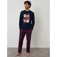 Threadbare Mens Xmas Lw Clement Pj Set - Navy / Burgundy Navy Check (L/Slv Top + Bottom)