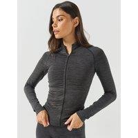 Montirex Womens Seamless Stretch Full Zip Sweatshirt - Black
