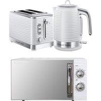 Russell Hobbs White Inspire Bundle - Kettle, 2 Slice Toaster, And Microwave