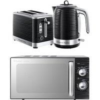 Russell Hobbs Black Inspire Bundle - Kettle, 2 Slice Toaster, And Microwave