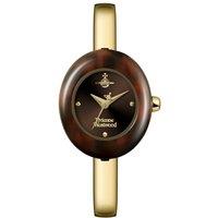 Vivienne Westwood The Audley Tortoise Ladies Quartz Watch With Dark Brown Dial, Tortoise Shell Stainless Steel Case Gold Stainless Steel Bangle