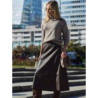 Sosandar Womens Leather Look Panelled A-Line Midi Skirt - Brown