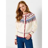Joe Browns Womens Vintage Winter Fairisle Button Front Cardigan - Cream