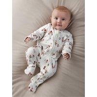 Mamas & Papas Baby Unisex Santa Christmas Print Sleepsuit - White