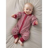 Mamas & Papas Girls Christmas Striped Knitted Button Front Romper - Red