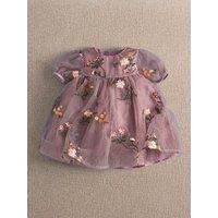 Mamas & Papas Baby Girls Floral Embroidered Layered Dress - Purple