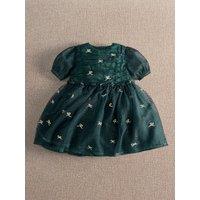 Mamas & Papas Baby Girls Bow Embroidered Mesh Dress - Green