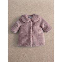 Mamas & Papas Baby Girls Fluffy Fully Lined Faux Fur Coat - Pink